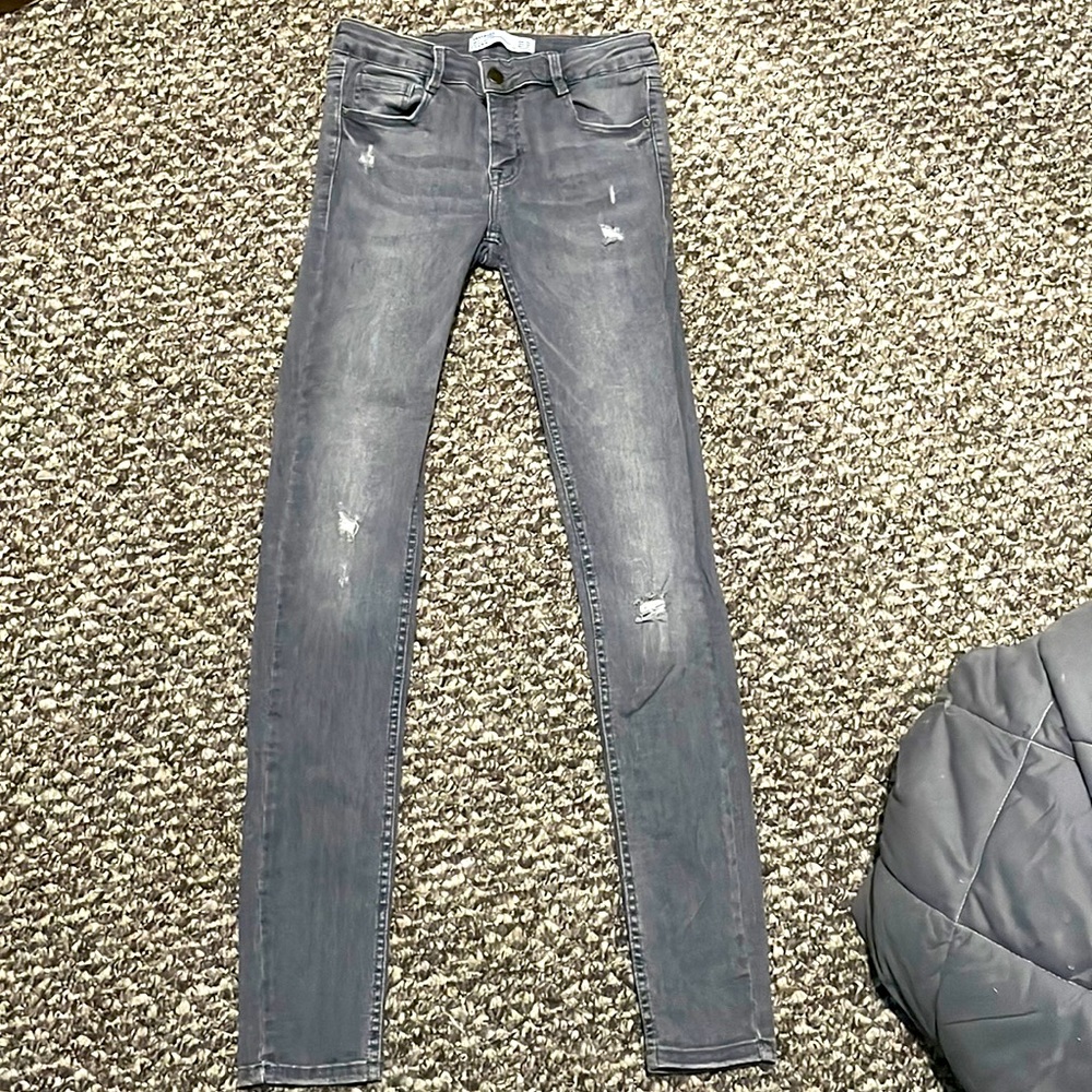 Gray distressed Zara jeans